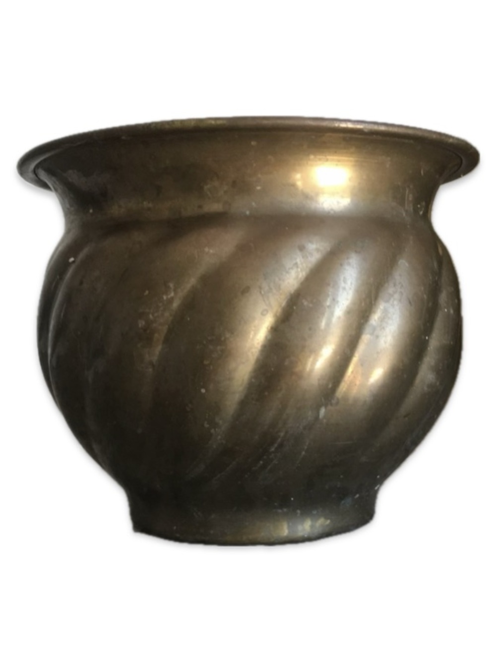 Vintage Antique Brass Swirl Planter Ripple Effect Pot 5.75